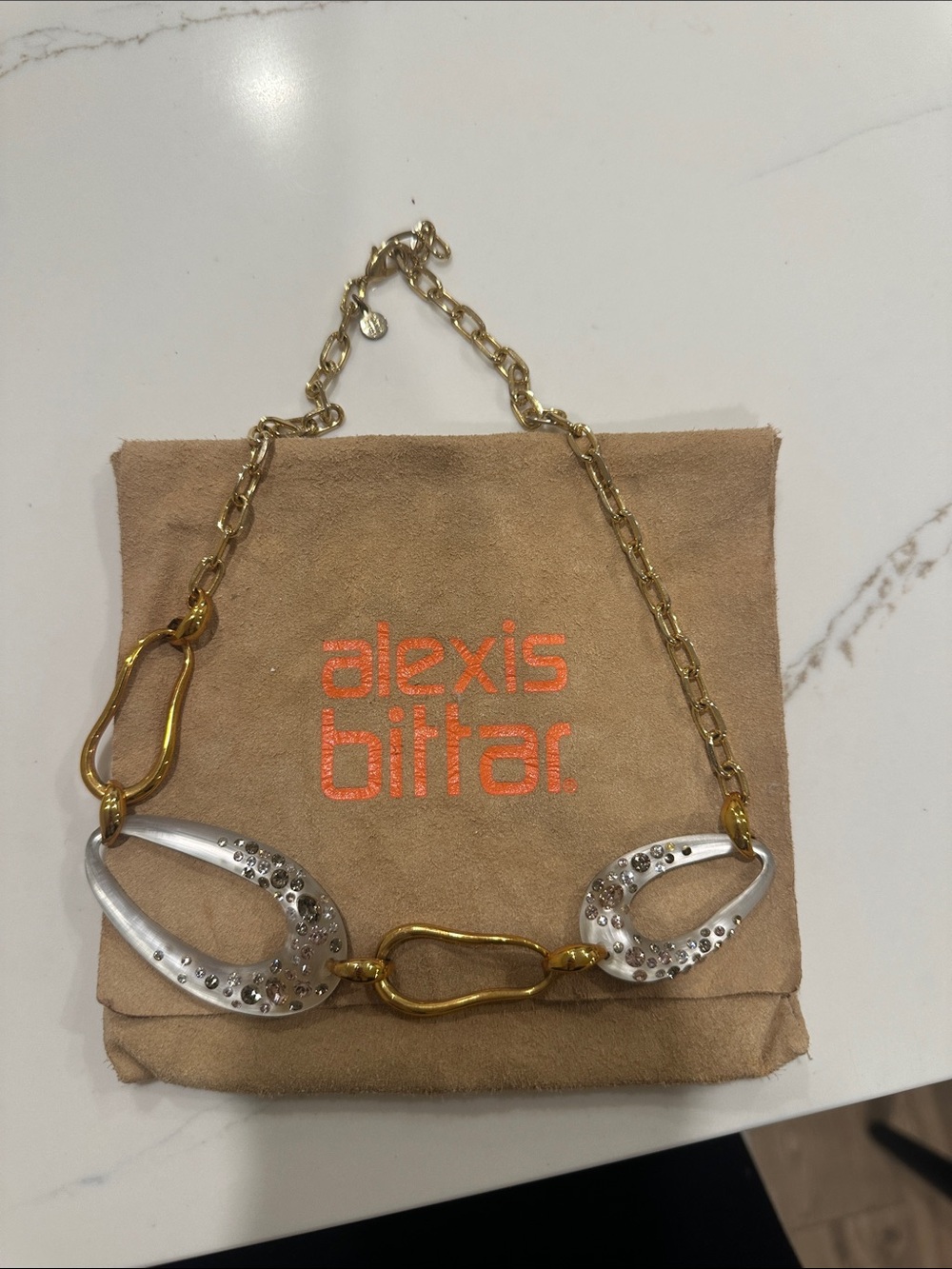 Alexis Bittar Two-Tone Statement Necklace in Gold and Silver
